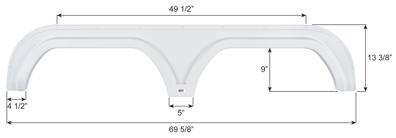 Keystone Tandem Axle Fender Skirt FS6739 - White   ICON 16739