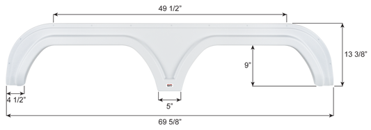 Keystone Tandem Axle Fender Skirt FS6739 - White   ICON 16739