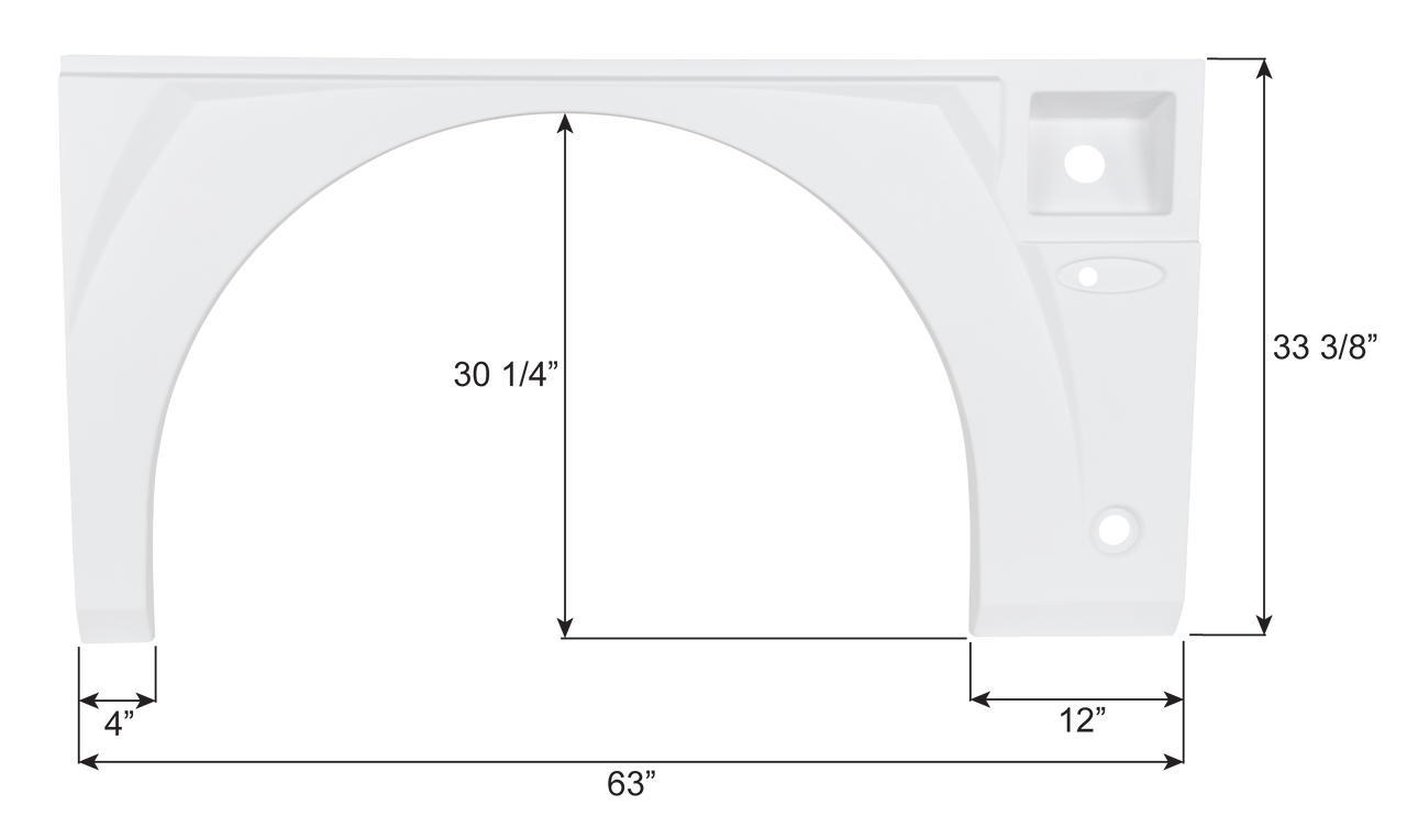 American Eagle Single Axle Fender Skirt FS7147 - White (unpainted) - Driver Side - ICON 17148