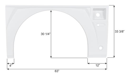 American Eagle Single Axle Fender Skirt FS7147 - White (unpainted) - Driver Side - ICON 17148