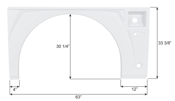 American Eagle Single Axle Fender Skirt FS7147 - White - Driver Side - ICON 17148