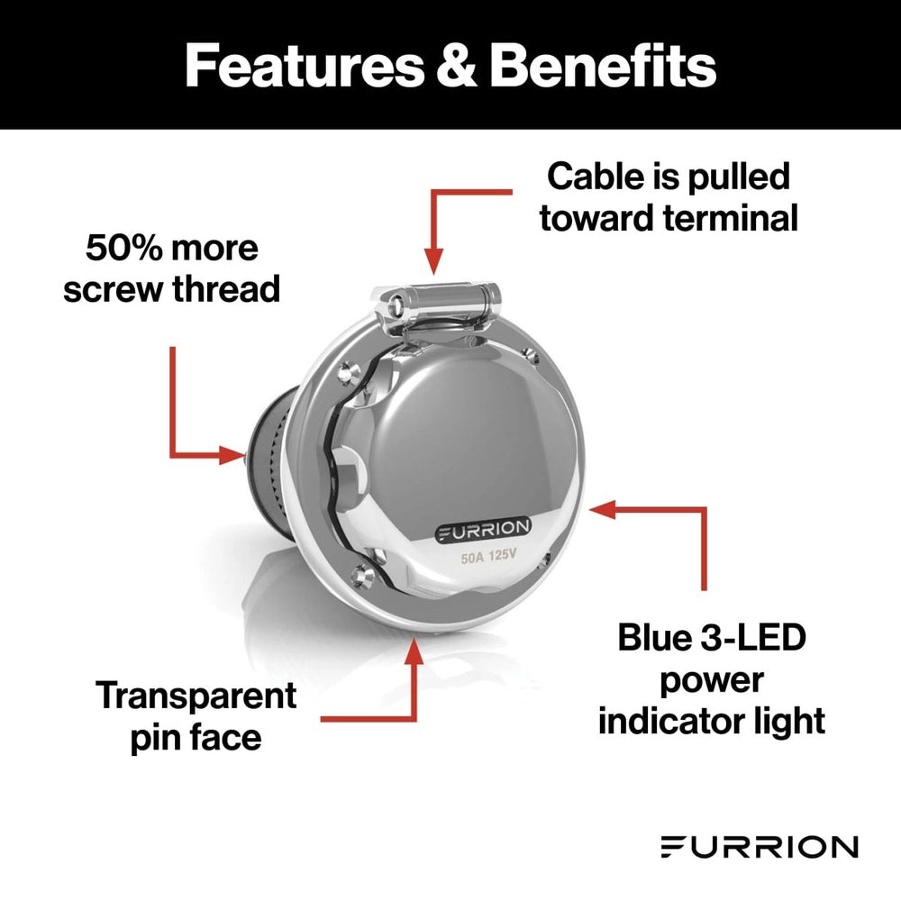 Furrion Marine Powersmart™ Inlet - 50A, 125/250V, Stainless Steel #F52INS-SS   2021123628