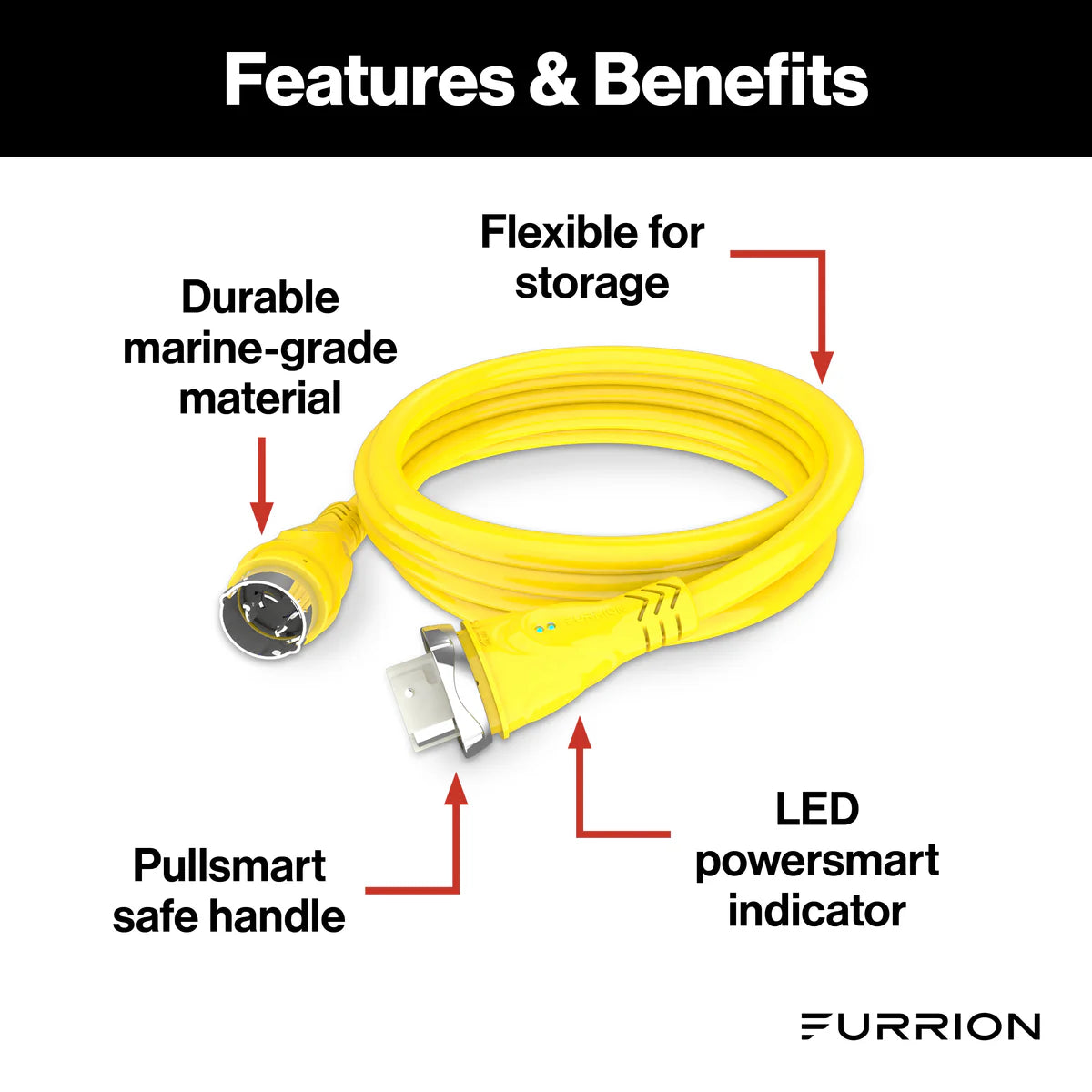 Furrion Marine Powersmart™ 50' RV Power Cord - 50A, 125/250V, Yellow #F50250-SY-AM  2021123650
