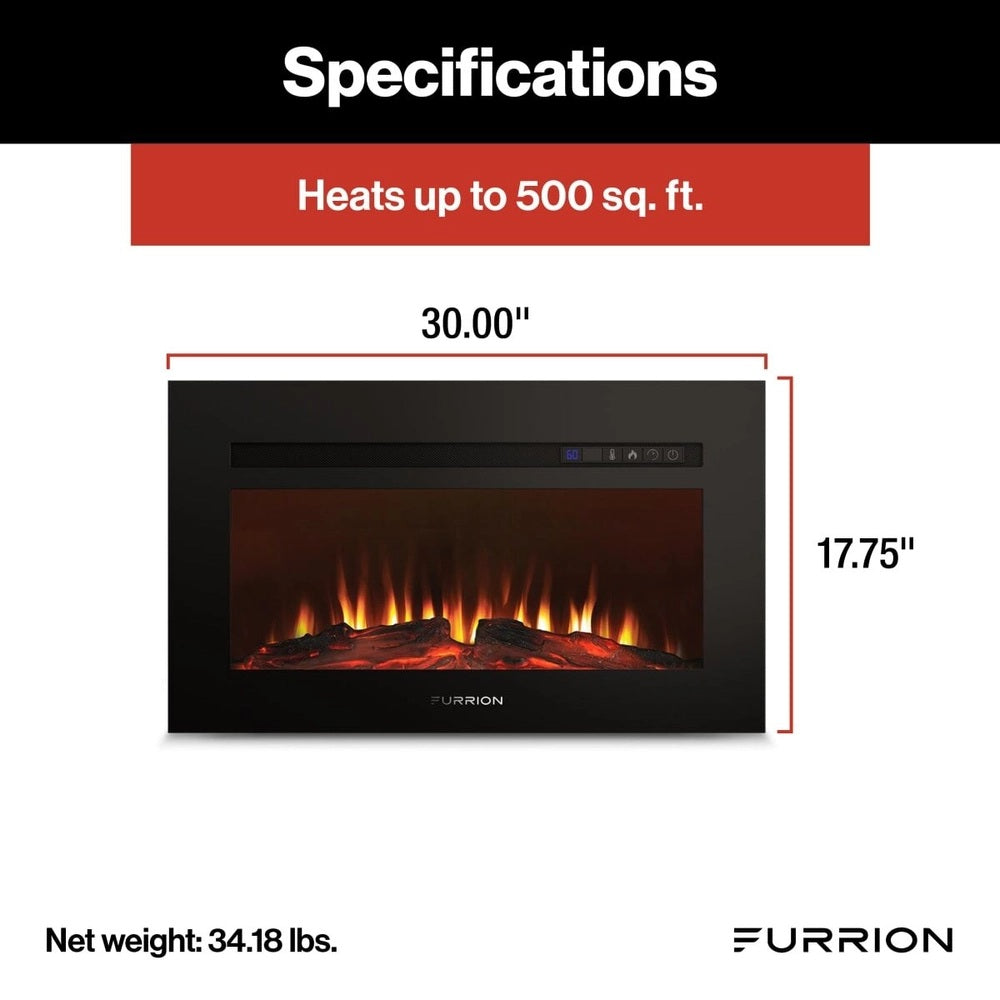 Furrion Built-In Electric RV Fireplace - Wood Platform, 30" #FF30SW15A-BL