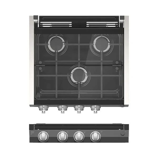 Furrion 3-Burner Gas RV Cooktop with Glass Cover - 20" Stainless Steel, Rocker Switch #FGHWCLDA-SS