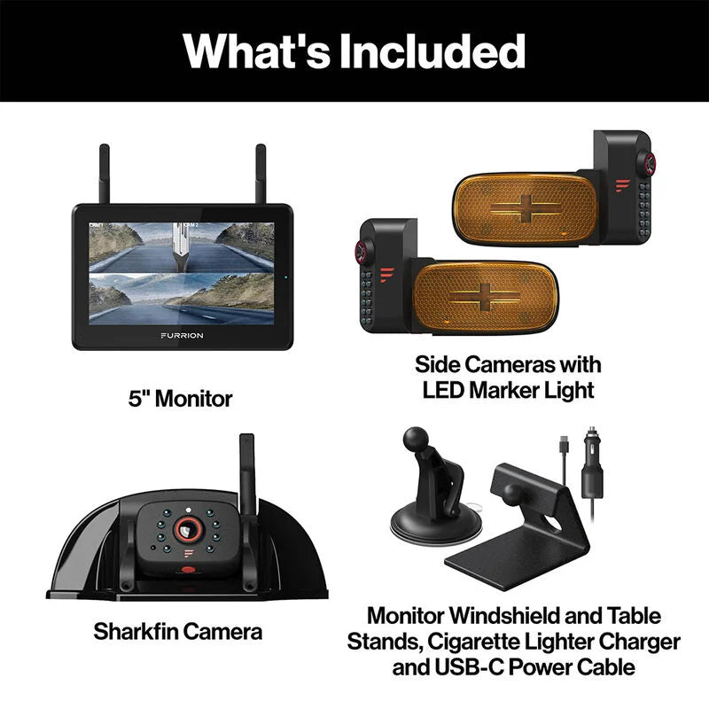 Furrion Vision S®+ RV Backup Camera System - 5" Monitor, Side Cameras, Rear Sharkfin Camera FOS5HTAEN 2021124375