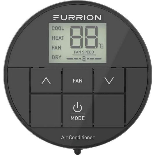 Furrion Chill® Standard Single-Zone Backlit LED RV Wall Thermostat - 2 Fan Speeds, Black  FACW10ESSA-BL