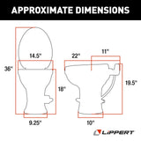 Lippert Flow Max RV Toilet Elongated Porcelain w/Foot Flush White LIP2022113192