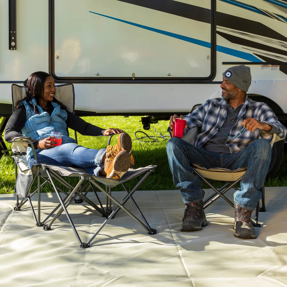 Lippert Sun Soaker™ Vented Reclining Camping Chair with Footrest - Sand  2022114829