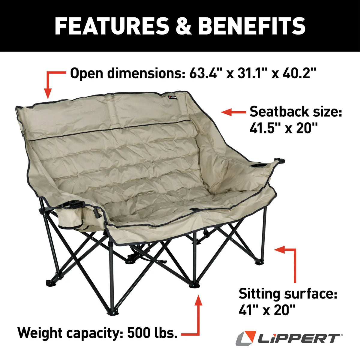 Lippert Big Bear Folding Loveseat - Sand 2023053718