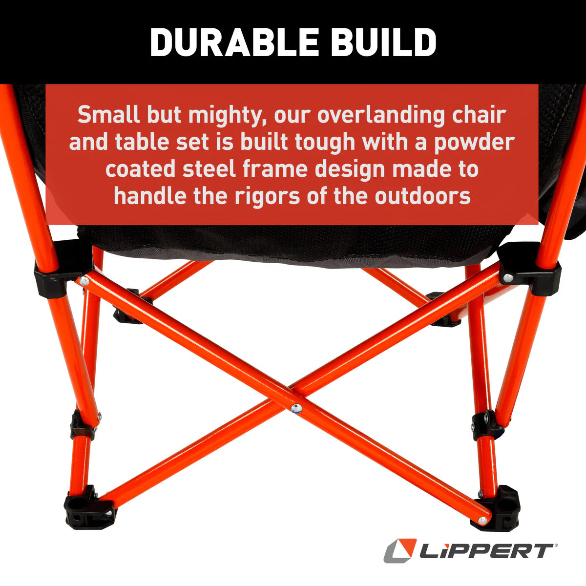 Lippert Baja Overlanding Chair & Table Set - Dark Grey / Red #2023053719