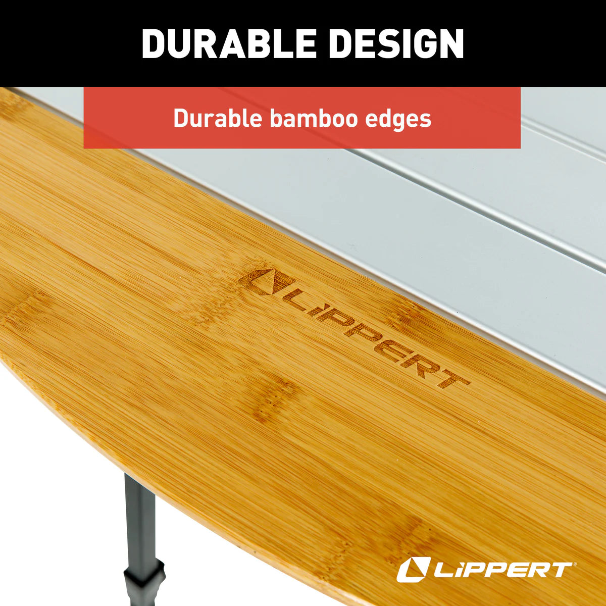 Lippert Roll Top Camping Table - Bamboo & Hammer Grey 2023053727