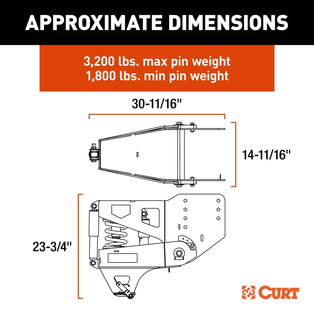 CURT Helux Coil-Spring Gooseneck Pin Box, 3,200 lbs. Pin Weight, 20,000 lbs. Capacity #2024044576