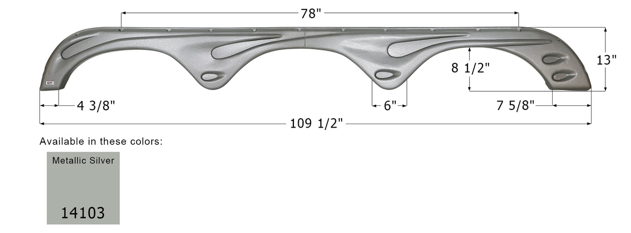 Forest River Triple Axle Fender Skirt FS4103 - Metallic Silver  ICON  (Left - 14103 or Right - 14104)