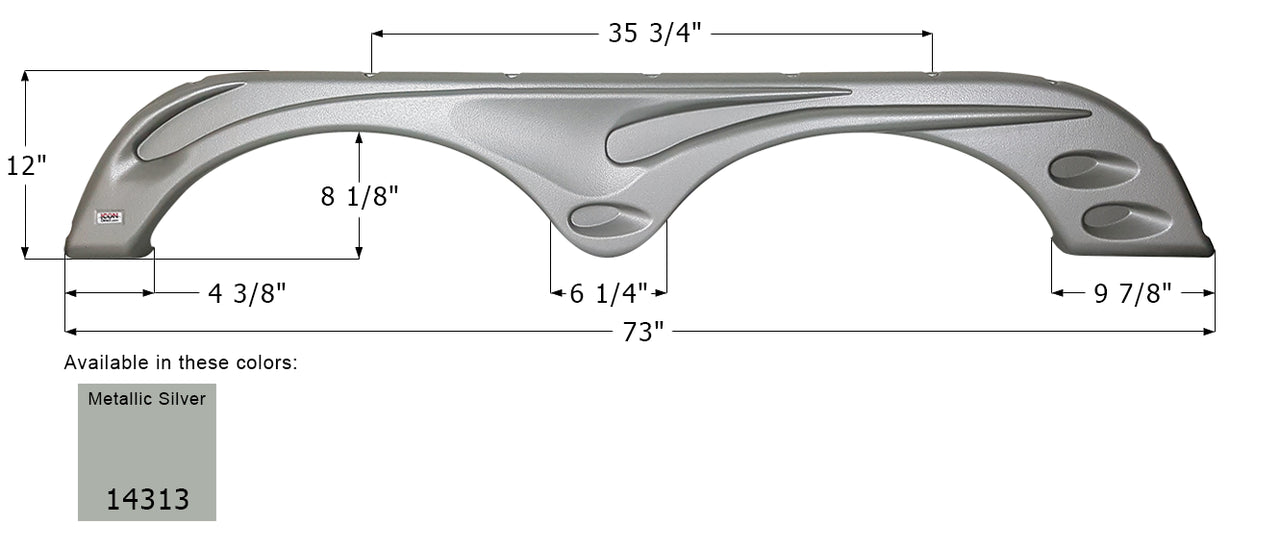 Forest River Tandem Axle Fender Skirt FS4313 - Metallic Silver  ICON  (Left - 14313 or Right - 14345)