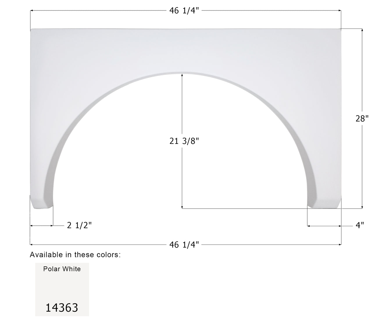 Fleetwood Class A Single Axle Fender Skirt FS4363 - Polar White  ICON  (Left - 14363 or Right - 14366)