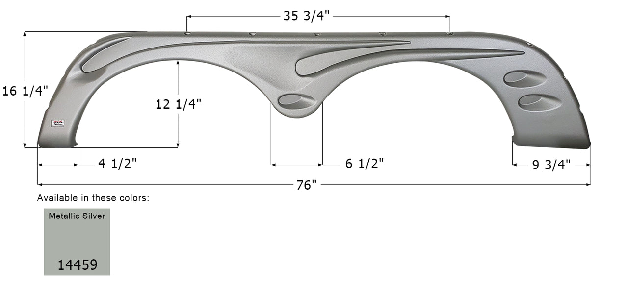 Forest River Tandem Axle Fender Skirt FS4459 - Metallic Silver  ICON  (Left - 14459 or Right - 14460)