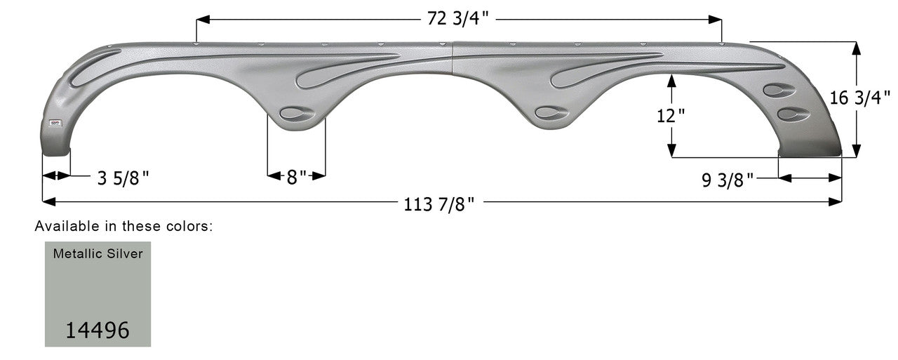 Forest River Triple Axle Fender Skirt FS4495 - Metallic Silver   ICON  (Left or Right)