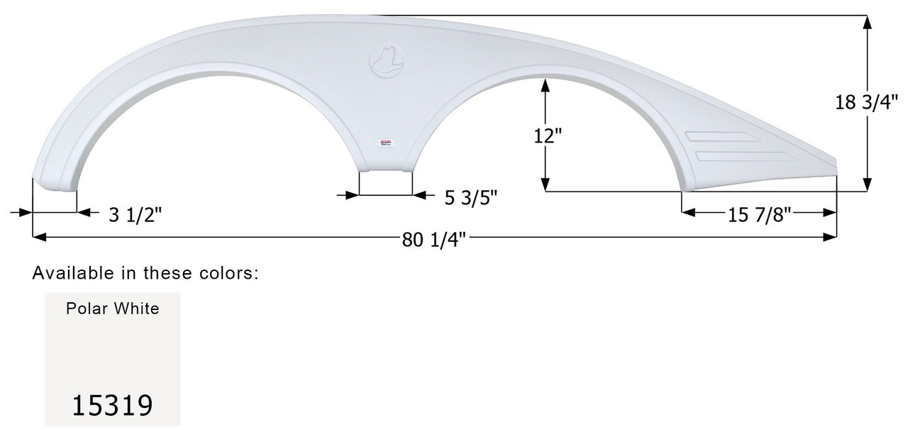 Jayco Tandem Axle Fender Skirt FS5318 - Polar White  ICON  (Left or Right)