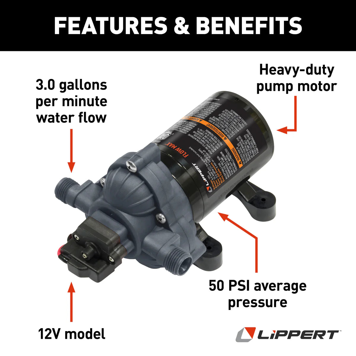 Lippert Flow Max™ RV Water Pump - 12V  689052