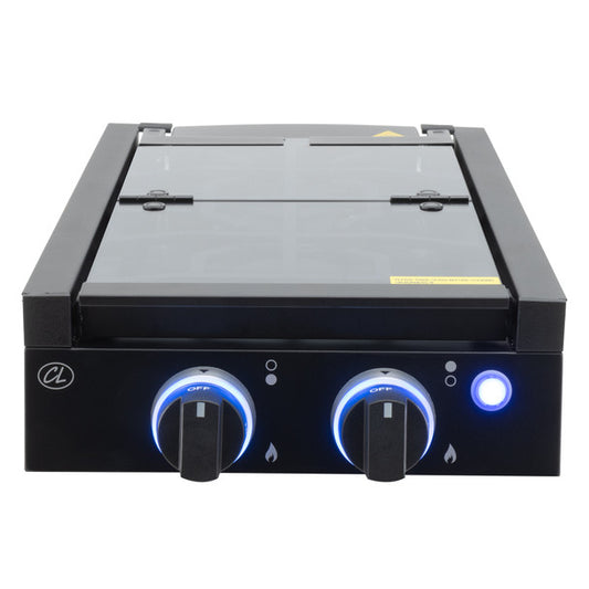 RV Two Burner Gas Cooktop with Cover by CL (Direct Replacement for Greystone) CL-CT-12-2B-BK