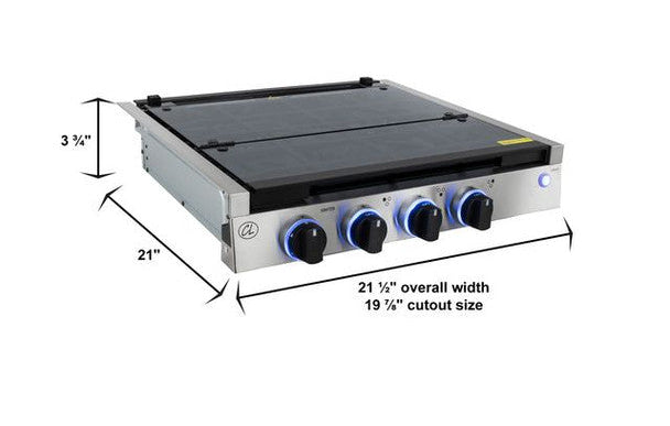 RV Three Burner Gas Cooktop with Cover by CL (Direct Replacement for Greystone) Black or SS