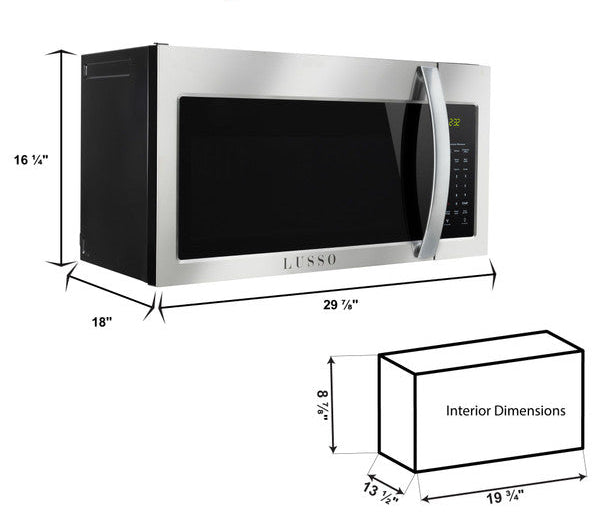 RV Microwave by LUSSO - 30" 1.5 cu. ft. Over the Range - Stainless Steel