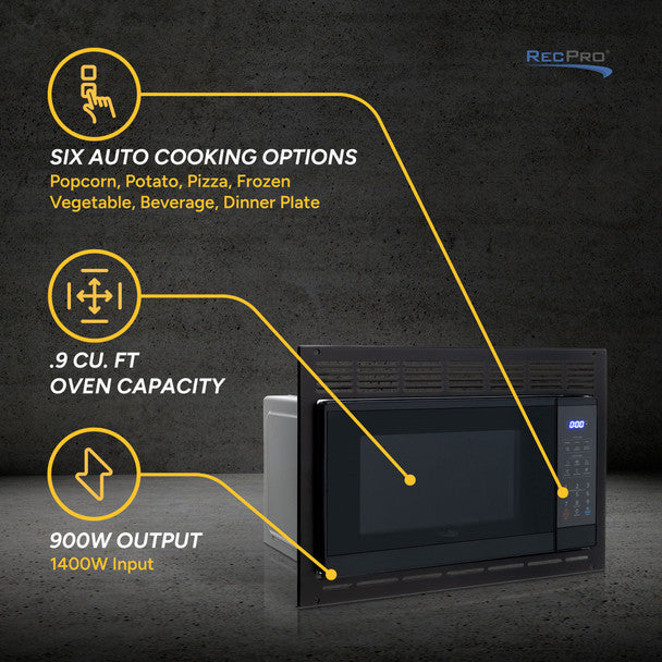 High Pointe RV Microwave Black 0.9 cu. ft.