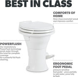 Dometic RV Toilet 310 Series Gravity Flush Round Toilet w/Soft Close Seat/Foot Pedal White - DOM302310081