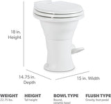 Dometic RV Toilet 310 Series Gravity Flush Round Toilet w/Soft Close Seat/Foot Pedal Bone - DOM302310083