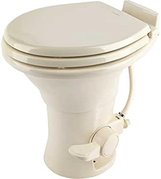 Dometic RV Toilet 310 Series Gravity Flush Round Toilet w/Soft Close Seat/Foot Pedal Bone - DOM302310083