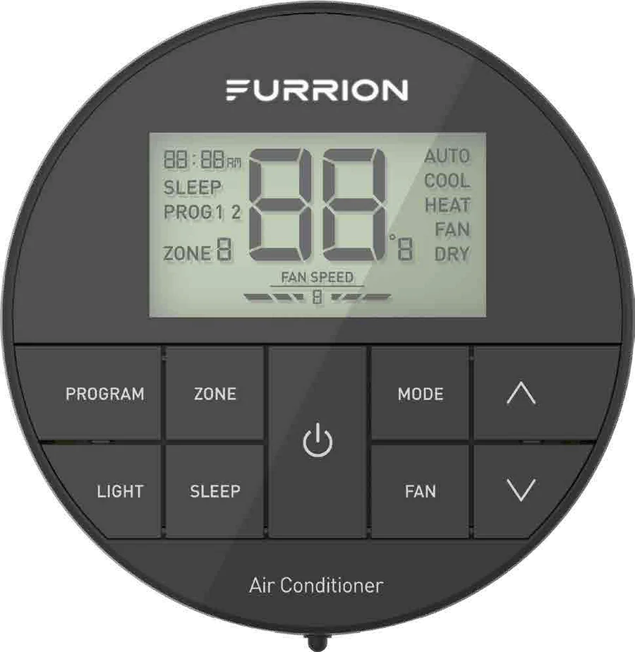 Furrion Chill® Multi-Zone RV Wall Thermostat - 3 Fan Speeds, Black (R410A Refrigerant Compatible) #FACW12ESZA-BL
