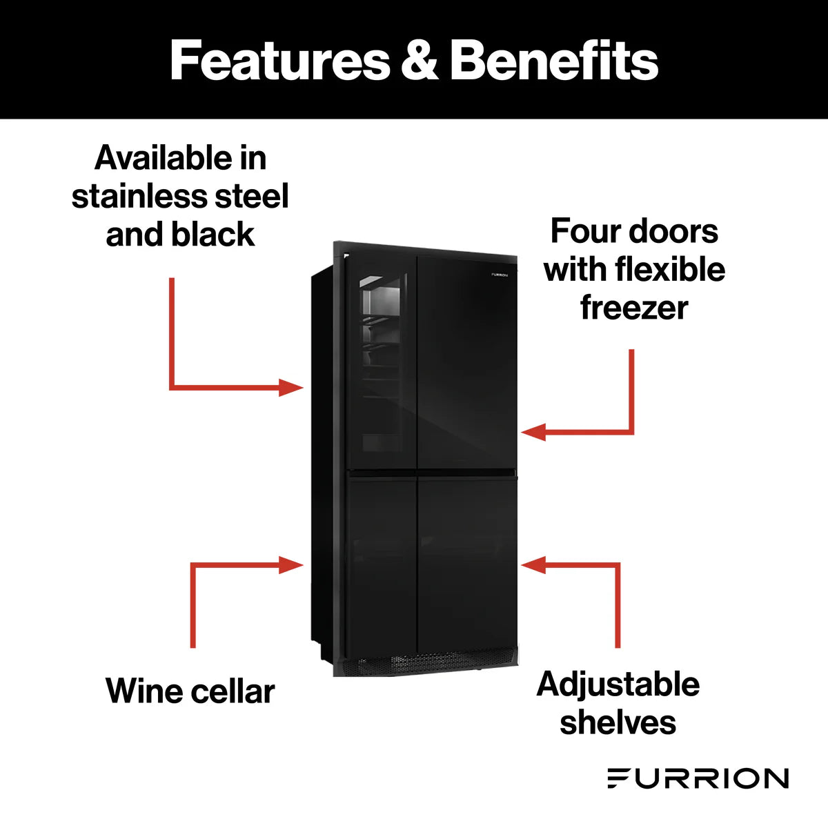 Furrion Arctic® RV Refrigerator - 14 cu ft, 4-Door, Black #FCR14ACBQA-BL-01