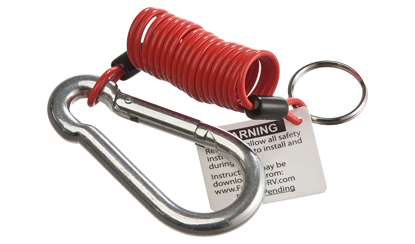 Fastway Trailer Products® Zip 4' Coiled Breakaway Cable w/Split Ring & Carabiner Clip - Part # 80-01-2140