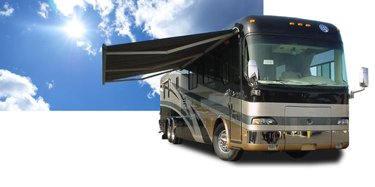 Awning installed on motor coach