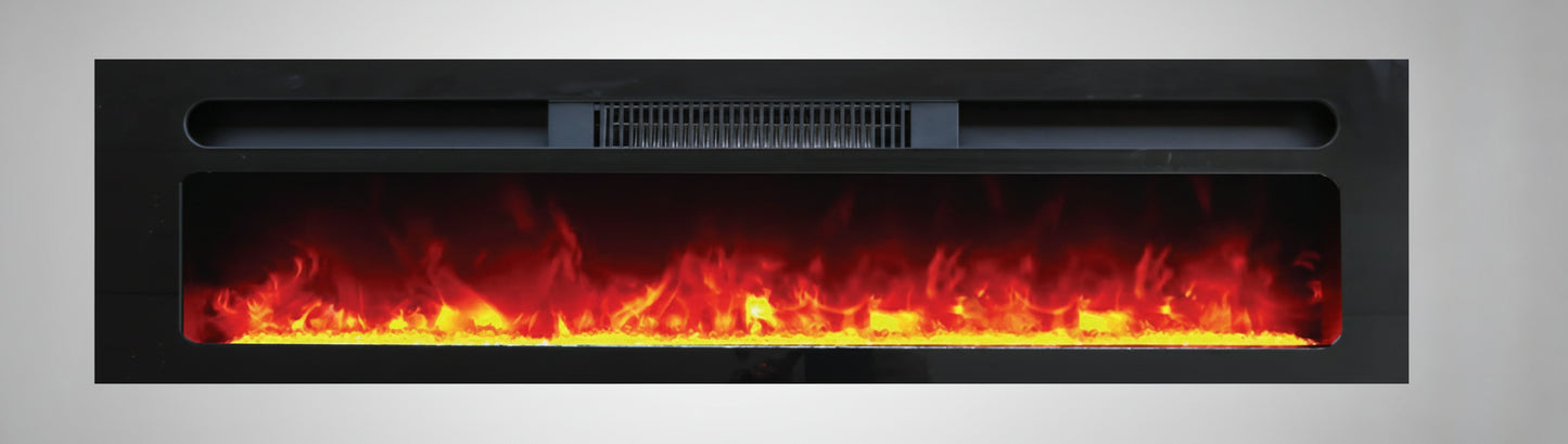 Covenant 36" Slim Horizontal Profile Electric RV Fireplace 110V Flat Front with Crystals LFP36-CS
