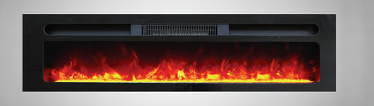 Covenant 36" Slim Horizontal Profile Electric RV Fireplace 110V Flat Front with Crystals LFP36-CS