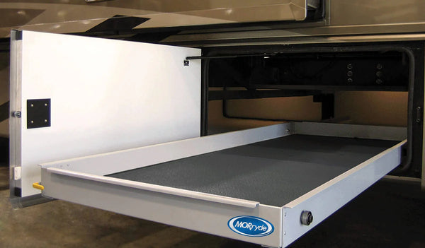 MORryde CTG60-2660W RV Cargo Slide Tray - Fully Assembled - 60% Extension - 1 Way Slide - 26" x 60" Carpeted Cargo Tray