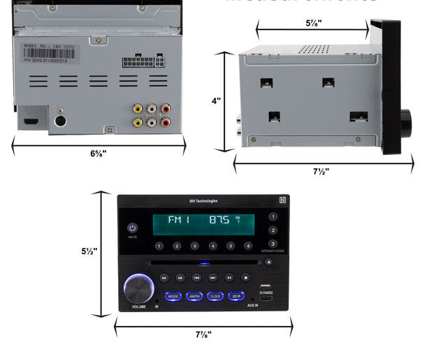 iRV32V2 RV Stereo System AM/FM/CD/DVD/MP3/MP4/HDMI with Bluetooth  RP-1929