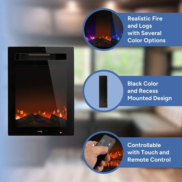 RV Electric Fireplace 18" with Flame Color Settings  RP-FP-18L