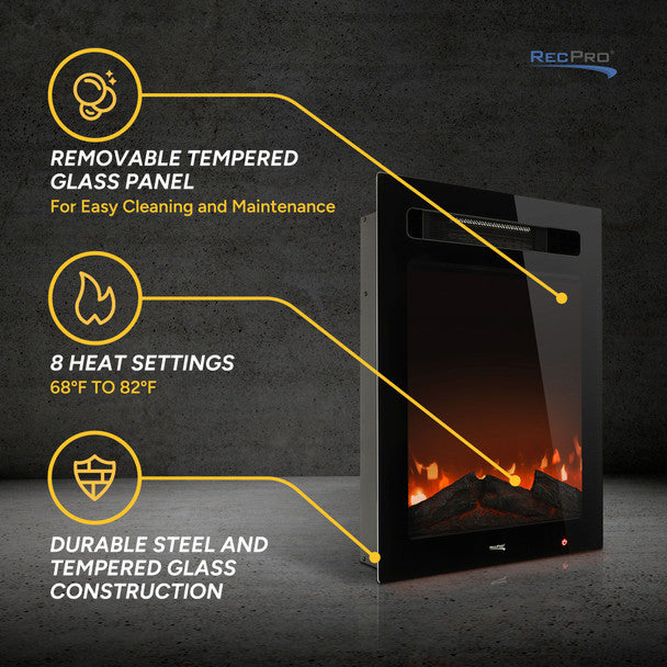 RV Electric Fireplace 18" with Flame Color Settings  RP-FP-18L