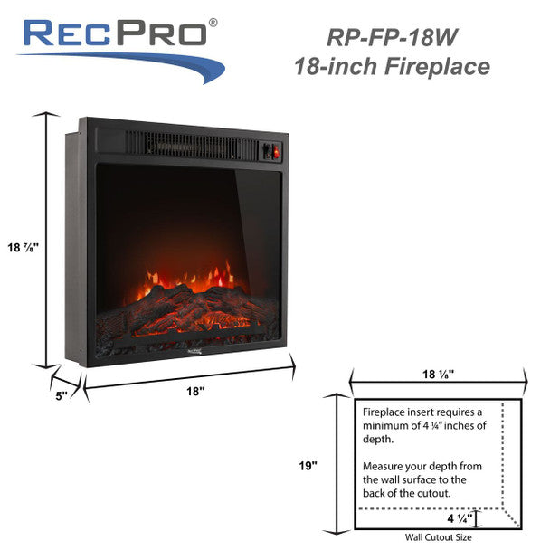 RV Electric Fireplace 18"   RP-FP-18W