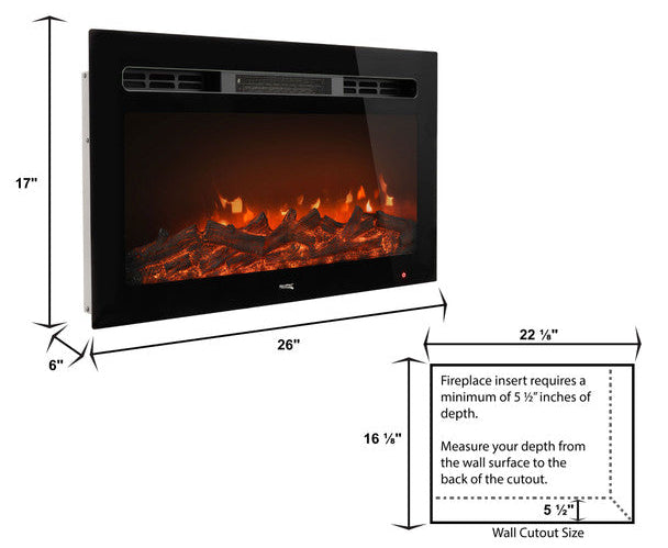 RV Electric Fireplace 26" with Flame Color Settings   RP-FP-26L