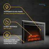 RV 26" Electric Curved Glass Fireplace (24" Cutout)  FPC-26-RP