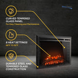 RV 30" Electric Curved Glass Fireplace (26" Cutout)  RP-FPC-30