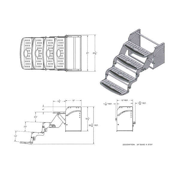FlexcoRV Steps 24" Quad Step in Black - RP-STP-24-QD