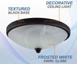 RV Ceiling Globe Light LED Textured Black - 12 volt