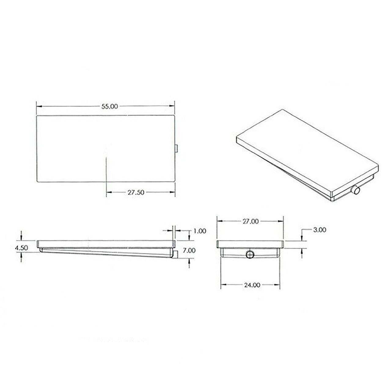Alpha Waste Holding Tank 33 Gal. 55 x 27 x 7 End Drain VR275575HCD